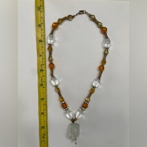 Costume Jewelry Necklace with Large Stone Pendant